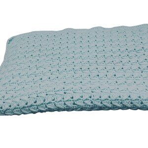 Vintage handmade knit baby blanket green 39x60" boy or girl READ